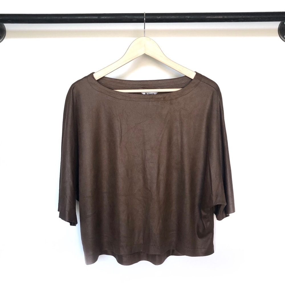 NWT BB Dakota Fletcher Faux Suede Brown Top
